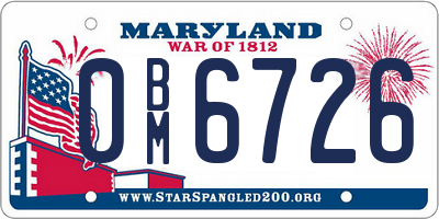 MD license plate 0BM6726