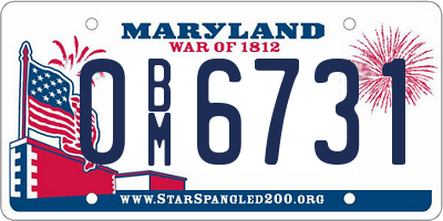 MD license plate 0BM6731