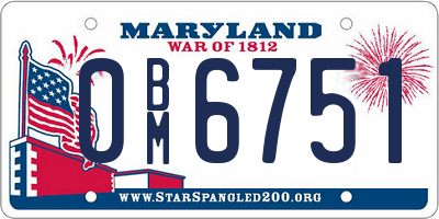 MD license plate 0BM6751