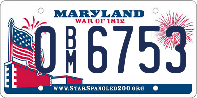 MD license plate 0BM6753
