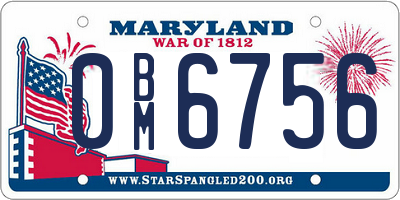 MD license plate 0BM6756