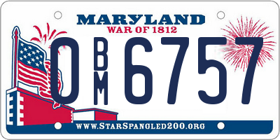 MD license plate 0BM6757