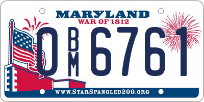 MD license plate 0BM6761