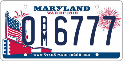 MD license plate 0BM6777