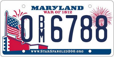 MD license plate 0BM6788