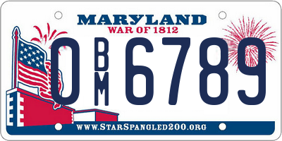 MD license plate 0BM6789