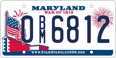 MD license plate 0BM6812