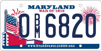 MD license plate 0BM6820