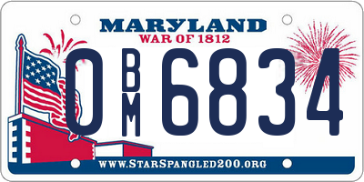 MD license plate 0BM6834
