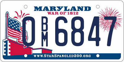 MD license plate 0BM6847