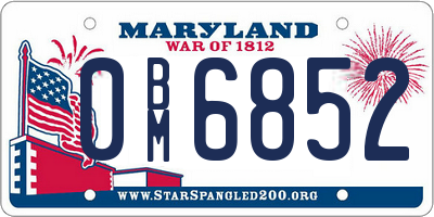 MD license plate 0BM6852
