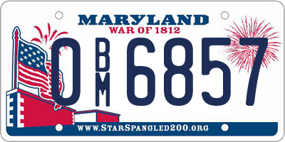 MD license plate 0BM6857