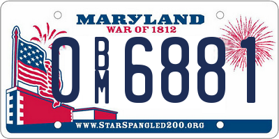 MD license plate 0BM6881