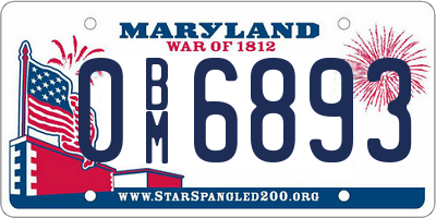 MD license plate 0BM6893