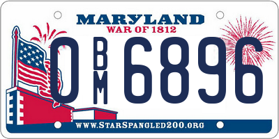 MD license plate 0BM6896