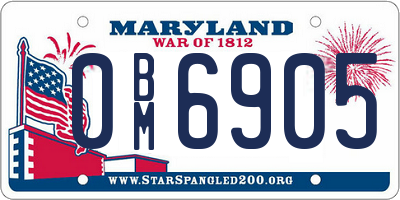 MD license plate 0BM6905