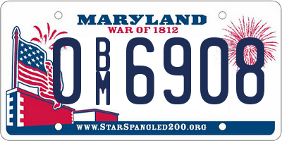 MD license plate 0BM6908