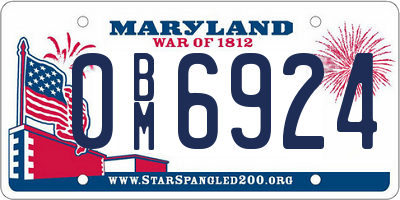 MD license plate 0BM6924