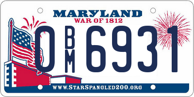 MD license plate 0BM6931
