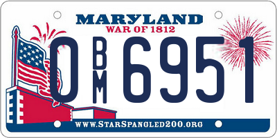 MD license plate 0BM6951