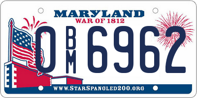 MD license plate 0BM6962