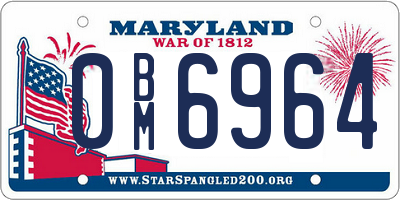 MD license plate 0BM6964