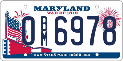 MD license plate 0BM6978