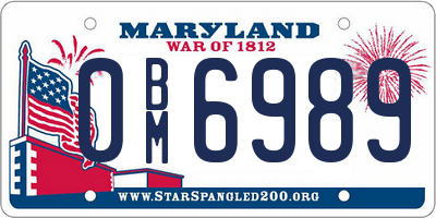 MD license plate 0BM6989