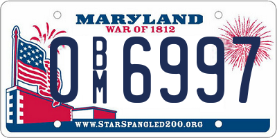 MD license plate 0BM6997