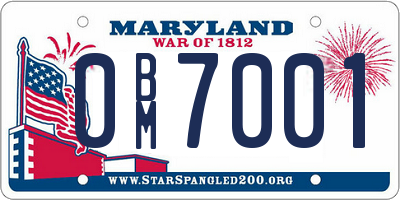 MD license plate 0BM7001