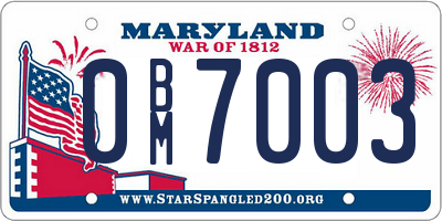 MD license plate 0BM7003