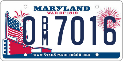 MD license plate 0BM7016