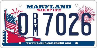 MD license plate 0BM7026