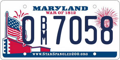 MD license plate 0BM7058
