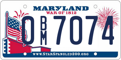 MD license plate 0BM7074
