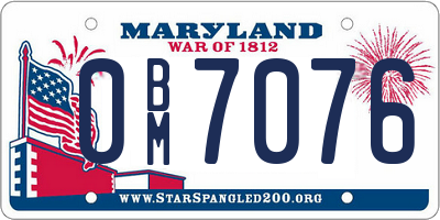 MD license plate 0BM7076