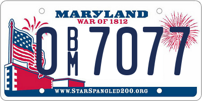 MD license plate 0BM7077
