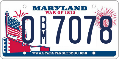 MD license plate 0BM7078
