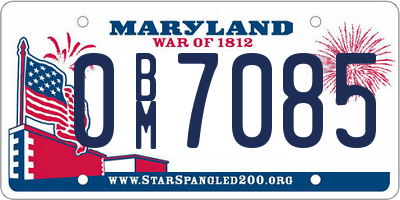 MD license plate 0BM7085