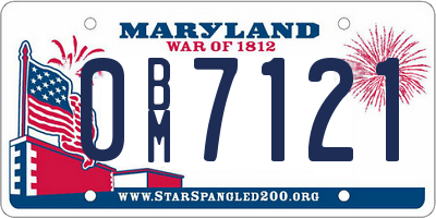 MD license plate 0BM7121