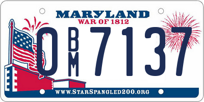 MD license plate 0BM7137