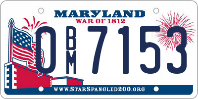 MD license plate 0BM7153