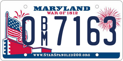 MD license plate 0BM7163