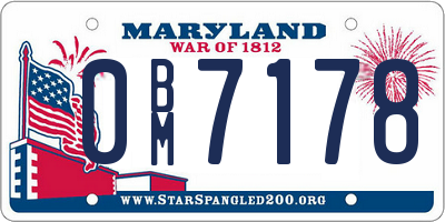 MD license plate 0BM7178