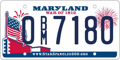 MD license plate 0BM7180