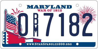 MD license plate 0BM7182
