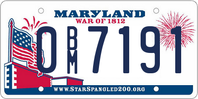 MD license plate 0BM7191