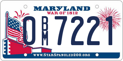 MD license plate 0BM7221