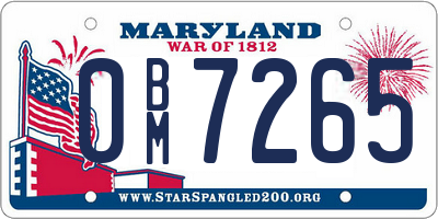 MD license plate 0BM7265