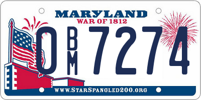 MD license plate 0BM7274